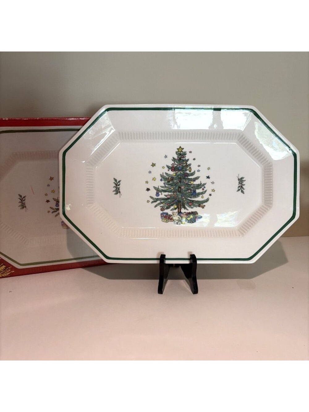 Nikko Christmastime Large Platter Serving Tray 16" Octagon Japan New in Box